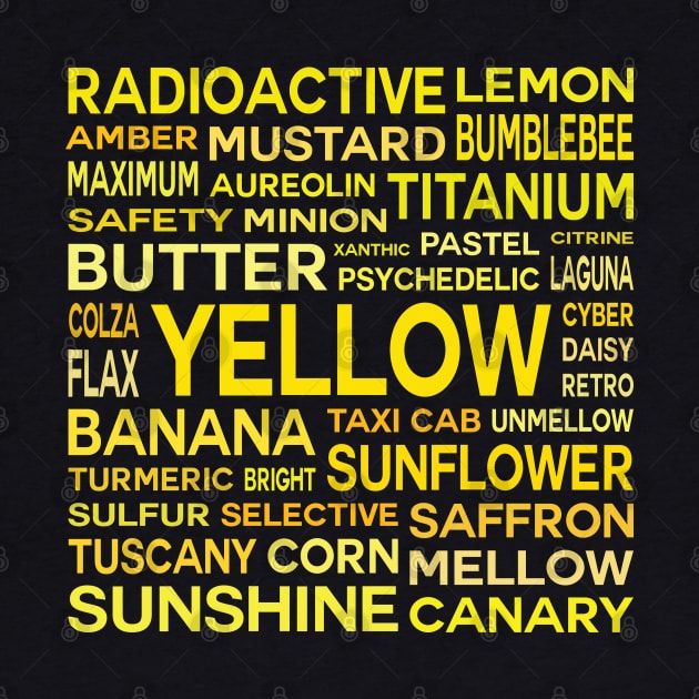 Word Cloud - Shades of Yellow (Black Background) by inotyler